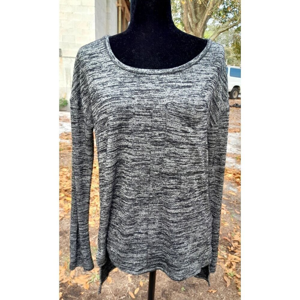 Banana Republic Marled Black & Gray Hi-Lo Top Size S